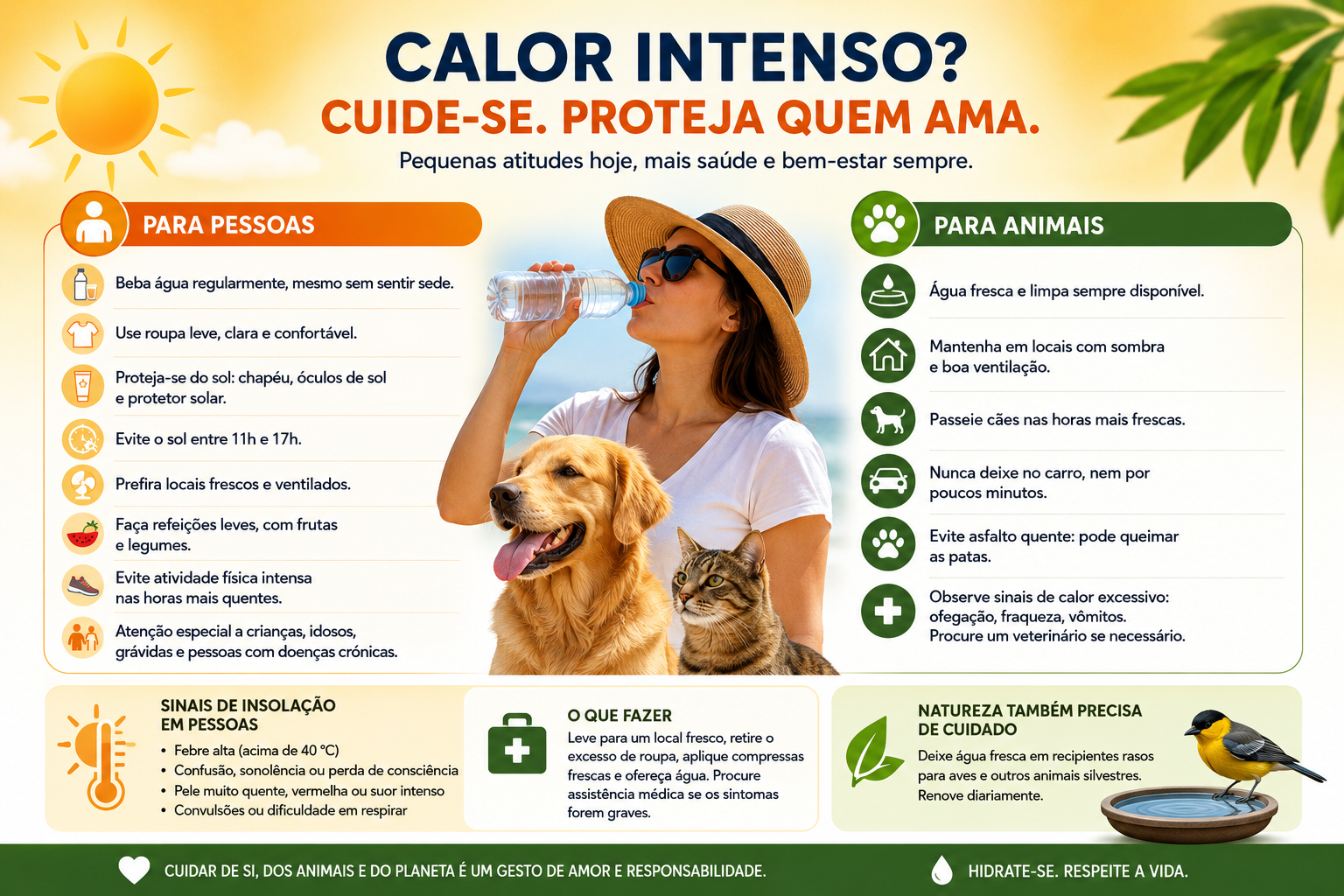 recomendações para evitar o calor